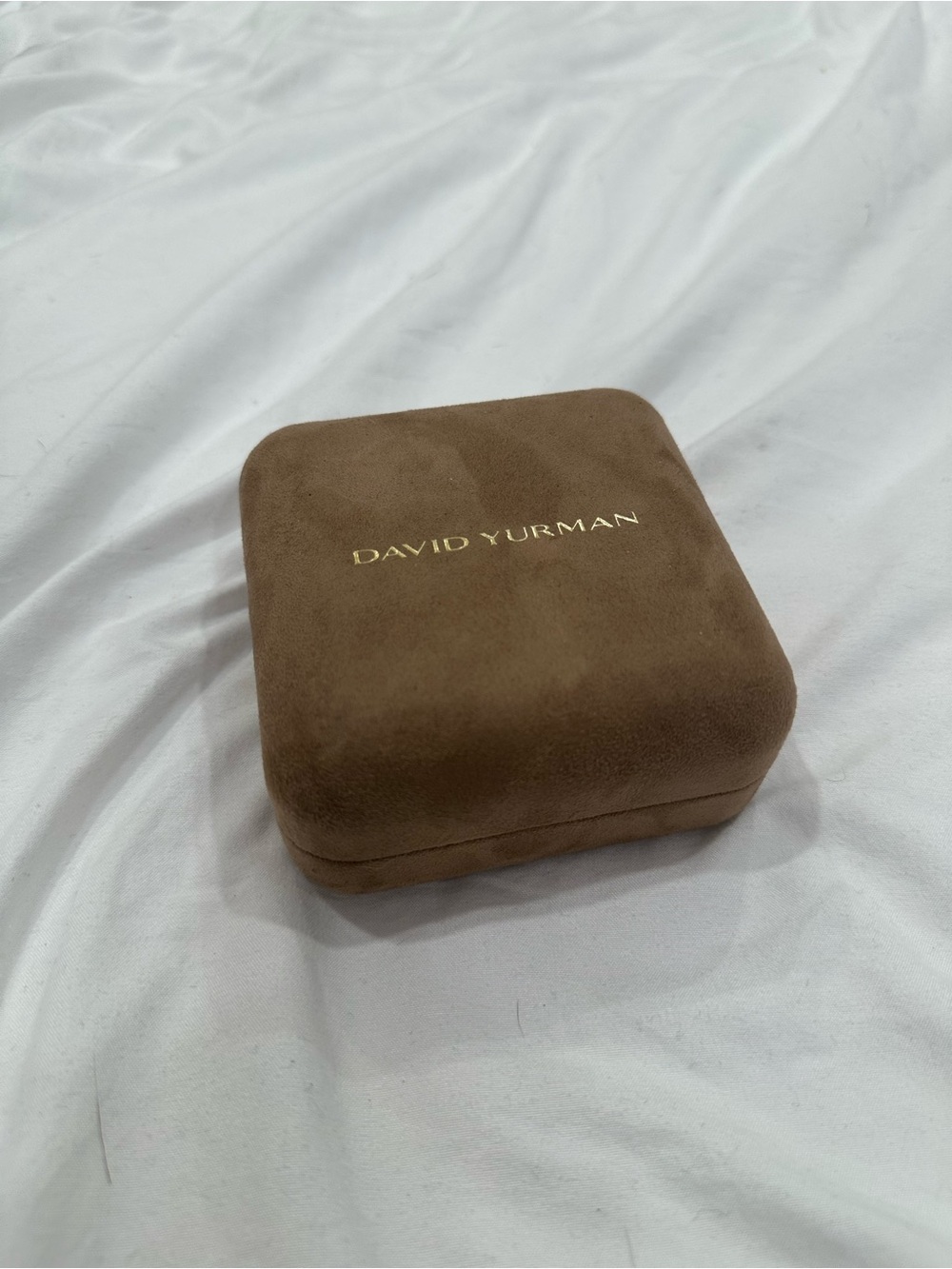 David Yurman Brown Suede Jewelry Case with Gold Logo